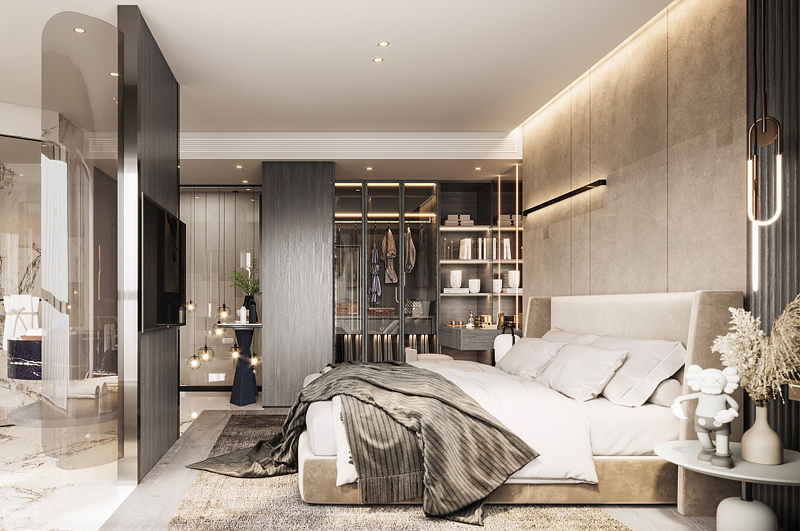 140平極簡輕奢風(fēng)格主臥室裝修效果圖