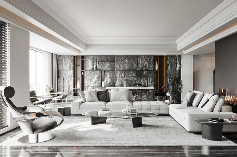 簡約大氣的90平現(xiàn)代裝修效果圖