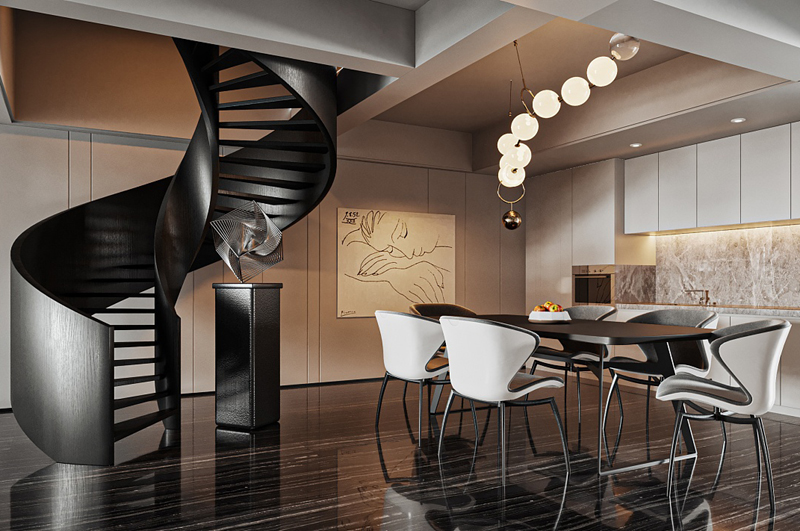 簡約大氣的90平現(xiàn)代裝修效果圖